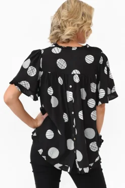 Sleeved Tops<Willow Tree Malika Black Spot Frill Top