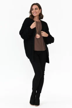 Knitwear<Willow Tree Malone Black Knit Cardigan