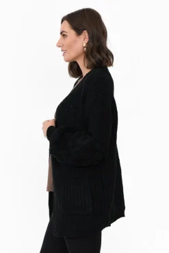 Knitwear<Willow Tree Malone Black Knit Cardigan