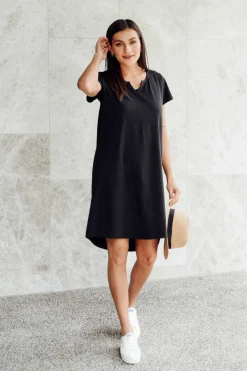 Cotton Dresses<One Ten Willow Mandy Black Cotton Tee Dress