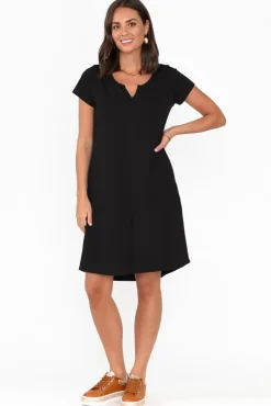 Cotton Dresses<One Ten Willow Mandy Black Cotton Tee Dress