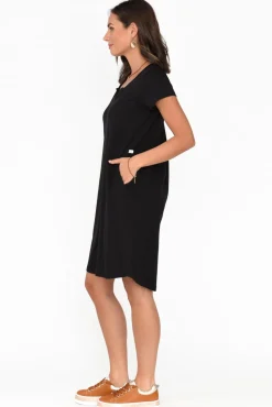 Cotton Dresses<One Ten Willow Mandy Black Cotton Tee Dress