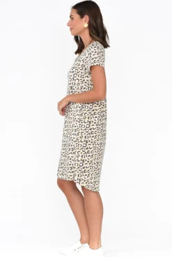 Cotton Dresses<One Ten Willow Mandy Brown Leopard Cotton Tee Dress