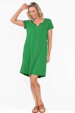 Cotton Dresses<One Ten Willow Mandy Green Cotton Tee Dress