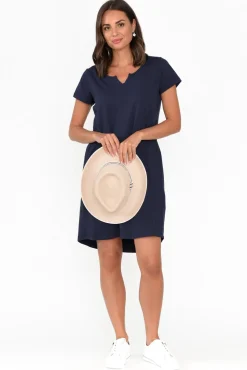 Cotton Dresses<One Ten Willow Mandy Navy Cotton Tee Dress