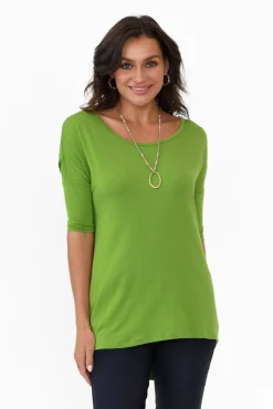 Sleeved Tops<Betty Basics Marbella Green Scoop Neck Tee