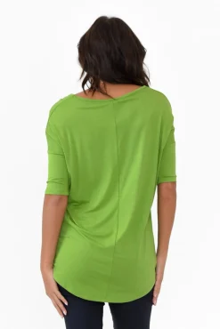 Sleeved Tops<Betty Basics Marbella Green Scoop Neck Tee