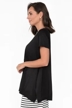 Cotton Tops<Tirelli Marcy Black Drape Cotton Top