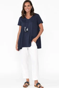 Cotton Tops<Tirelli Marcy Navy Drape Cotton Top