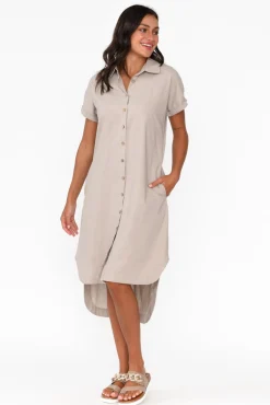 Linen Dresses<Cali and Co Mareli Natural Linen Blend Dress