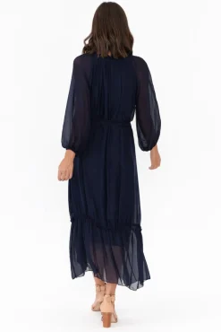 Maxi Dresses<La Strada Margo Navy Silk Maxi Dress