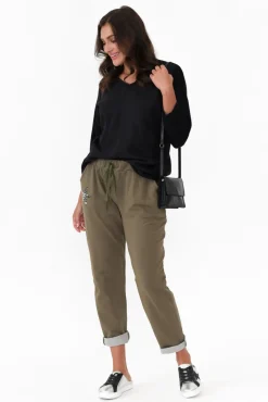 Cotton Tops<La Strada Mariah Black Linen Cotton Panel Top