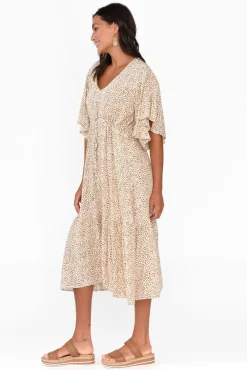 Midi Dresses<Cali and Co Marianna Brown Animal Pocket Dress