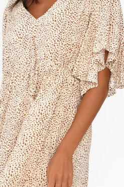 Midi Dresses<Cali and Co Marianna Brown Animal Pocket Dress