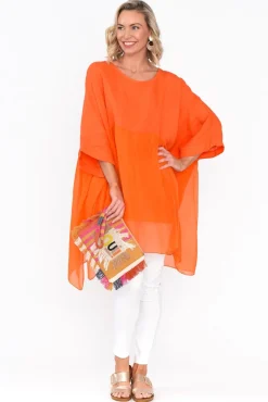 Linen Tops<Fabuler Marietta Orange Silk Linen Top