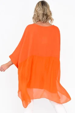 Linen Tops<Fabuler Marietta Orange Silk Linen Top