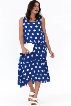 Midi Dresses<Threadz Marissa Cobalt Spot Frill Dress