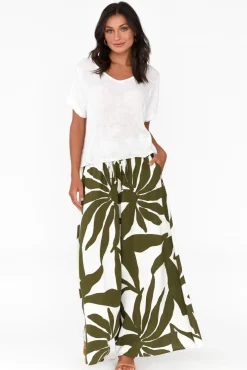 Pants<Label Of Love Marit Green Leaf Wide Leg Pant