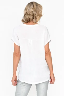 Linen Tops<La Strada Markie White Foil Linen Top