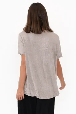 Cotton Tops<Cotton Village Marley Oat Crinkle Cotton Short Sleeve Top