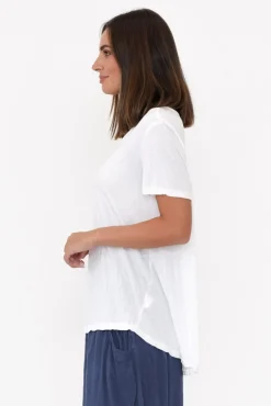 Cotton Tops<Cotton Village Marley White Crinkle Cotton Short Sleeve Top