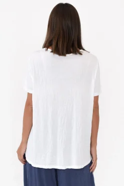Cotton Tops<Cotton Village Marley White Crinkle Cotton Short Sleeve Top