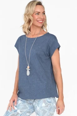 Cotton Tops<Cafe Latte Marlin Blue Wash Cotton Tee