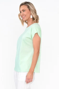 Cotton Tops<Cafe Latte Marlin Green Wash Cotton Tee