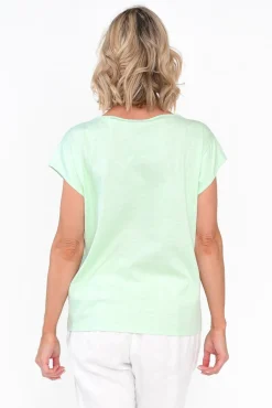 Cotton Tops<Cafe Latte Marlin Green Wash Cotton Tee