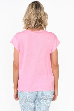 Cotton Tops<Cafe Latte Marlin Pink Wash Cotton Tee