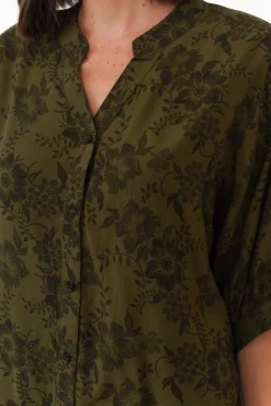 Sleeved Tops<Willow Tree Marsden Khaki Garden Button Top