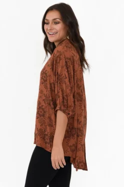 Sleeved Tops<Willow Tree Marsden Rust Garden Button Top