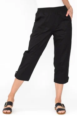 Pants<Threadz Marta Black Cotton 3/4 Pant