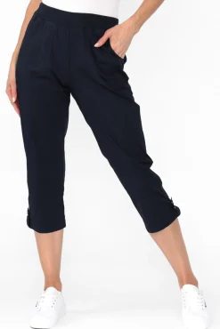 Pants<Threadz Marta Navy Cotton 3/4 Pant
