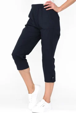Pants<Threadz Marta Navy Cotton 3/4 Pant