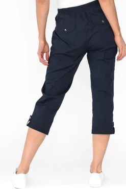 Pants<Threadz Marta Navy Cotton 3/4 Pant