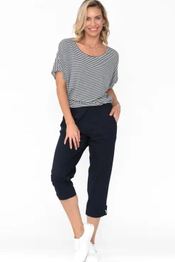 Pants<Threadz Marta Navy Cotton 3/4 Pant