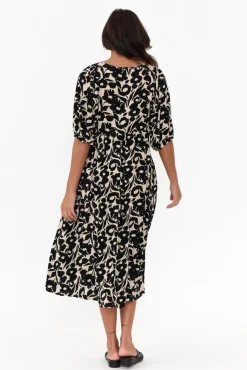 Midi Dresses<Willow Tree Martin Black Garden Pocket Dress