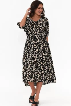 Midi Dresses<Willow Tree Martin Black Garden Pocket Dress