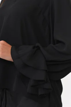 Sleeved Tops<365 Days Martini Black Ruffle Sleeve Top