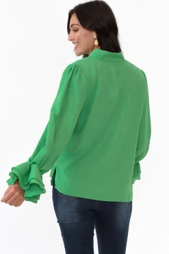 Sleeved Tops<365 Days Martini Green Ruffle Sleeve Top