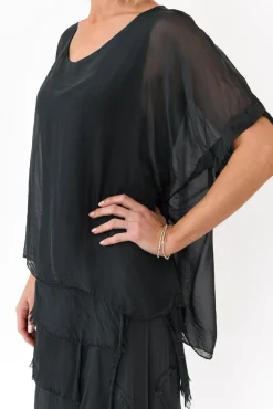 Maxi Dresses<Donna Donna Maryland Charcoal Silk Layer Dress