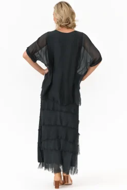 Maxi Dresses<Donna Donna Maryland Charcoal Silk Layer Dress