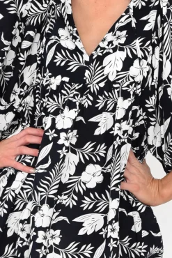 Sleeved Tops<New U Collection Marylee Navy Garden Gathered Top