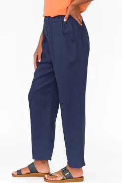 Pants<Cali and Co Marylou Navy Linen Pocket Pant