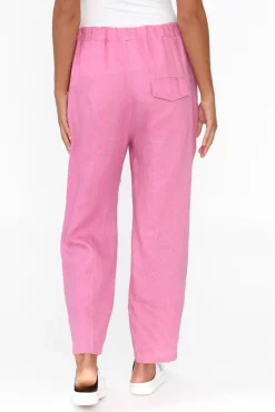Pants<Cali and Co Marylou Pink Linen Pocket Pant