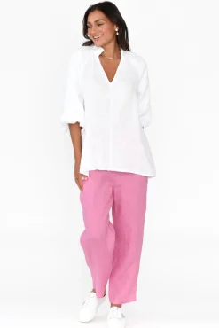 Pants<Cali and Co Marylou Pink Linen Pocket Pant