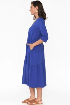 Cotton Dresses<Tirelli Masie Cobalt Diagonal Gathered Dress