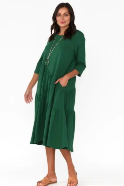 Cotton Dresses<Tirelli Masie Emerald Diagonal Gathered Dress