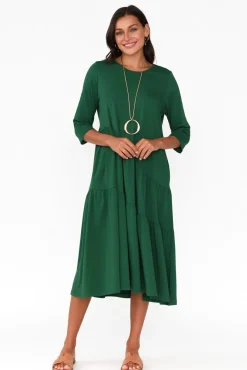 Cotton Dresses<Tirelli Masie Emerald Diagonal Gathered Dress
